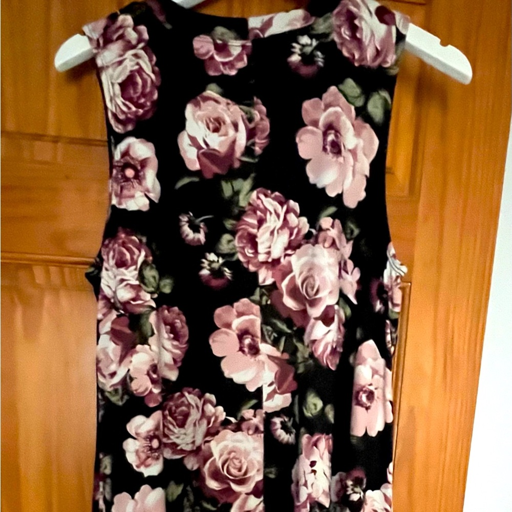 Sleeveless A-line Navy Floral Dress by BCX